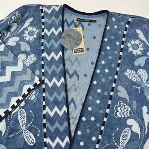 Gudrun Sjoden Indigo Dragonfly Organic Cotton Cardigan Blue Patterned Large NWT